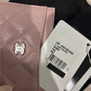 CHANEL Light Pink Quilted classic Card Holder
